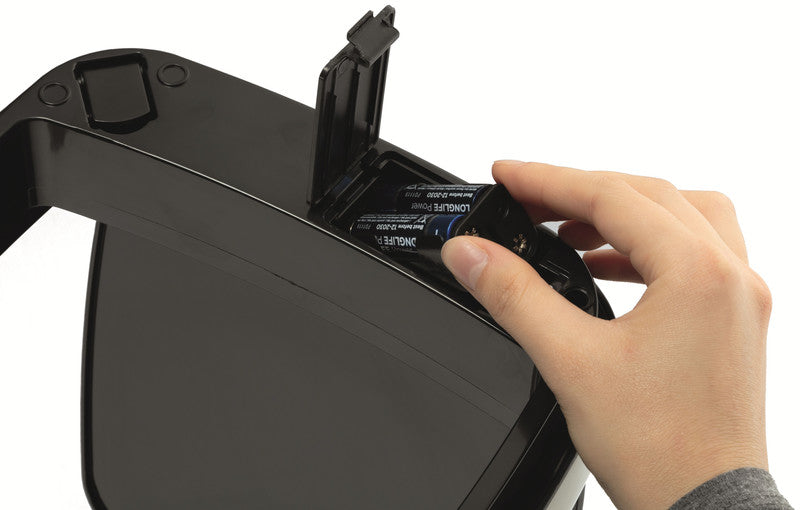 Durable Tisch-Abfallbehälter – 12 l – Edelstahl – Ø 240 × H 430 mm – sensorgesteuert, batteriebetrieben