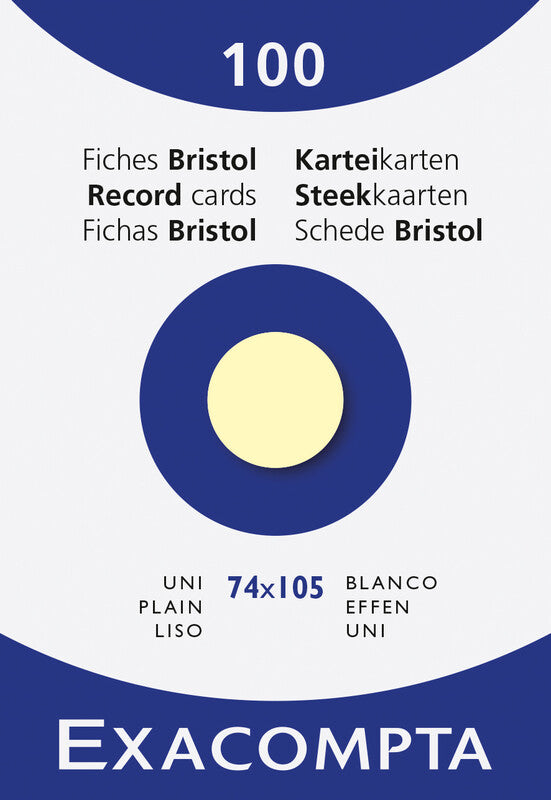 Exacompta Karteikarte A7 quer, blanko, gelb, 205 g/m², Karteikarton – 100 Stück