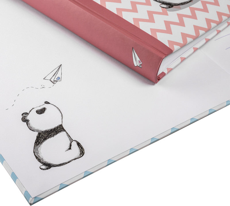 Walther Design Walther Fotoalbum Little Panda – für 280 × 305 mm, rosa, illustrierter Vorspann, Karton