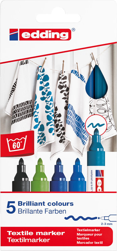 Edding Textil Marker – sortiert, 5er Set