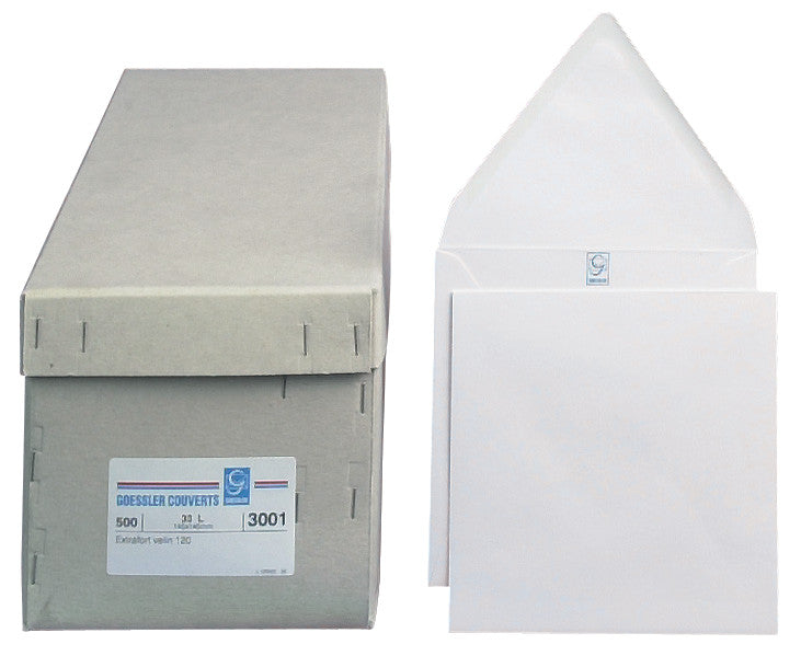 Goessler Couvert 145 × 145 mm, ohne Fenster, nassklebend, weiss, 120 g/m² – 500 Stk.