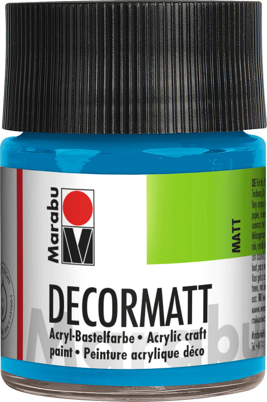 Marabu Decormatt – Acrylfarbe – Azurblau, Samtmatt, 50 ml