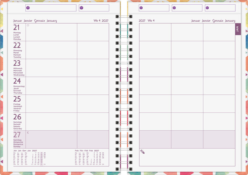 Biella Familienorganizer Agenda – 1 Woche/2 Seiten, Spiralbindung, 14,5 × 20,5 cm, 2027, FSC