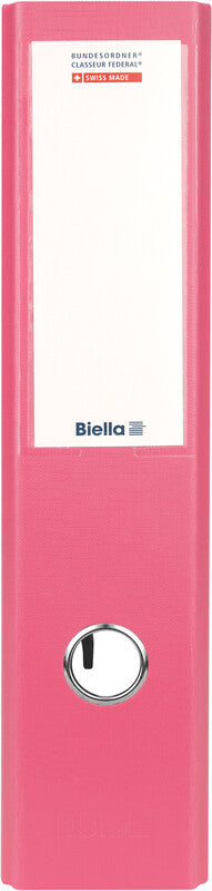 Biella Bundesordner – A4 Hochformat – 2-Ring Hebelmechanik, Rücken 70 mm – Rosa, mit Niederhalter, FSC