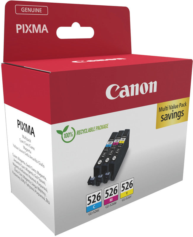 Canon Tintenpatronen-Multipack CLI-526, cyan, magenta, gelb, 3er-Pack