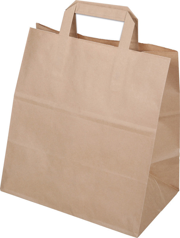Elco Papiertragetasche mit Flachhenkel – 27 × 29 × 17 cm – Kraftpapier, 80 g/m² – Braun – 50 Stk.