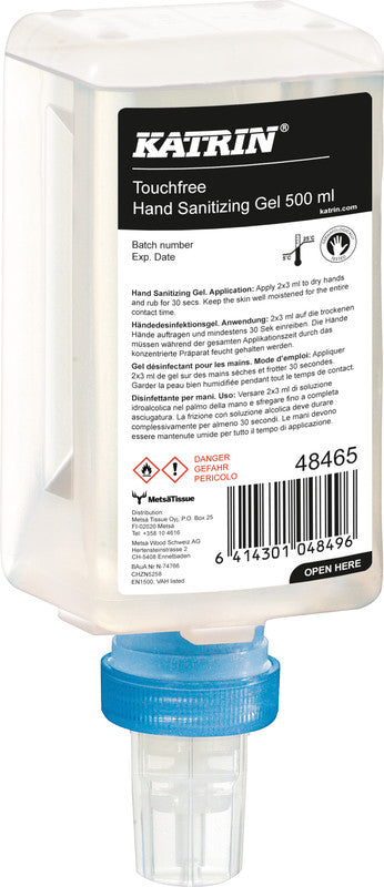 Katrin Handdesinfektionsgel – 500 ml, parfümfrei, hautverträglich, für KATRIN Schaum-/Seifenspender Touchfree