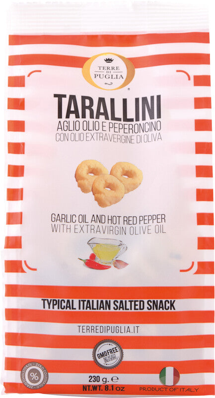 Terre di puglia Tarallini – Knoblauch & Chili, vegan, Beutel, 230 g
