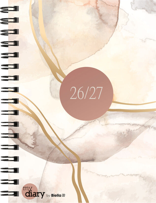 Biella mydiary Schüleragenda – 1 Woche/2 Seiten, Wire-O, 12 × 16,5 cm, Aug–Jul, mehrsprachig, Abstract, FSC