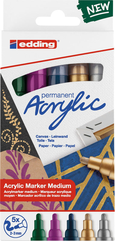 Edding Acrylmarker für Permanent-Marker – sortiert, 5er