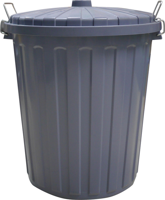 Helit Abfallcontainer – 55 l – mit Deckel – Kunststoff, grau – Ø 490 × H 570 mm