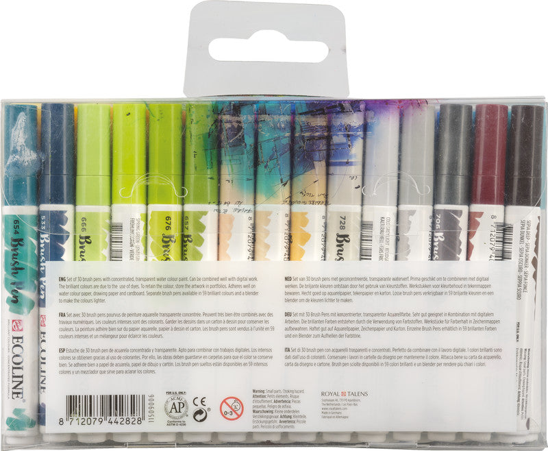 Talens Brush Pen – Pinselspitze – Sortiert – 30er-Set – Wasservermalbar
