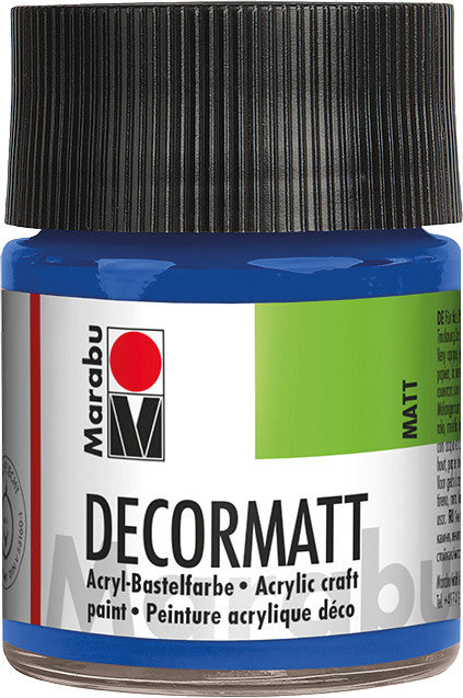 Marabu Decormatt – Acrylfarbe – Mittelblau, Samtmatt, 50 ml
