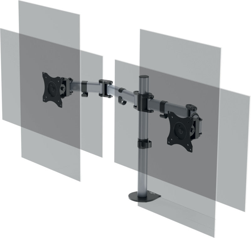 Durable Select – Monitorarm, 2 Monitore, Tischklemme, bis 27", VESA 75 × 75/100 × 100 mm, 8 kg
