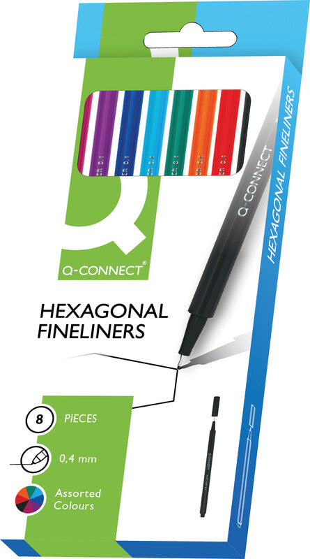 Q-connect Fineliner – 8er-Set, 0,4 mm – 8 Farben, sortiert