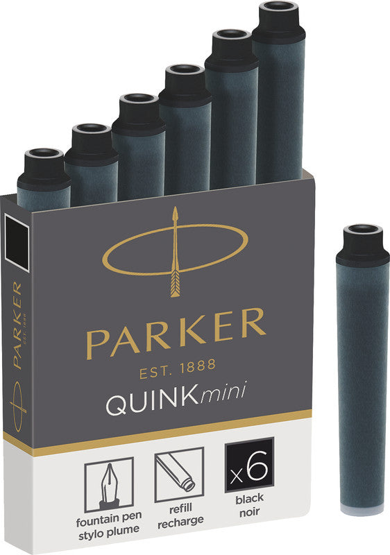 Parker Tintenpatronen Quink mini – schwarz, dokumentenecht, wasserfest, geruchsarm