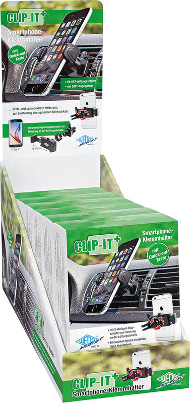 Wedo Kfz-Lüftungsgitter-Klemmhalterung – 55–85 mm, Kunststoff, schwarz