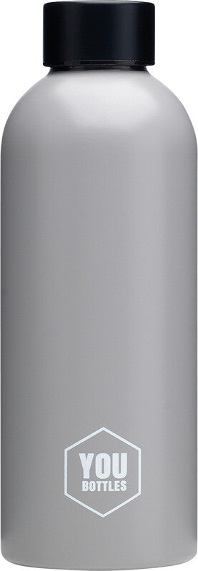 Youbottles Trinkflasche Dual – 5 dl – Edelstahl, isoliert, Schraubverschluss – Monochrome Grau