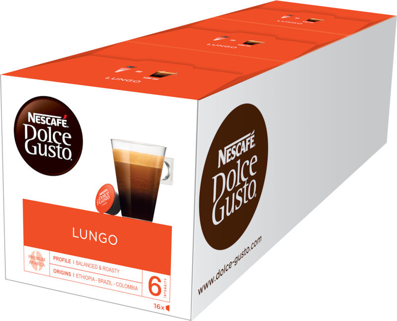 Nescafé Dolce Gusto Kaffeekapseln Lungo – für Dolce Gusto – Intensität 6 – 16 Kapseln