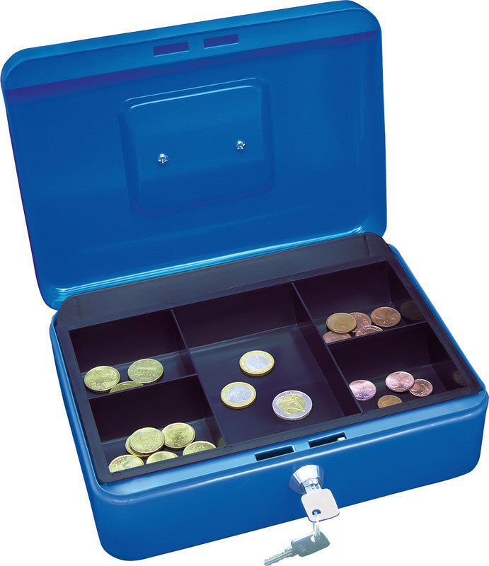 Wedo Geldkassette – mit Schlüssel – 25 × 18 × 9 cm – Blau – Stahl