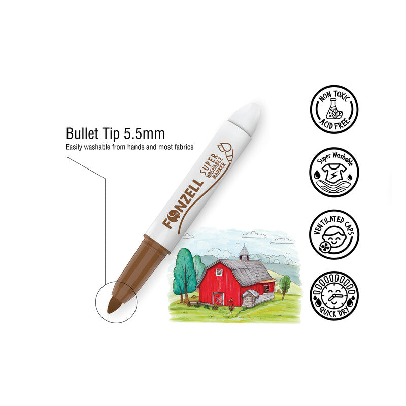 Fonzell Filzstifte, Strichbreite 5,5 mm, 12 Farben