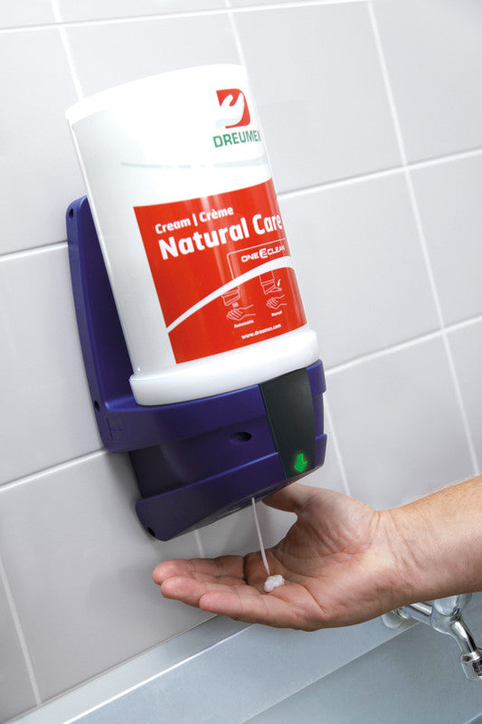 Dreumex One2Clean – Seifenspender, Kunststoff, Blau, B 155 × H 285 × T 180 mm