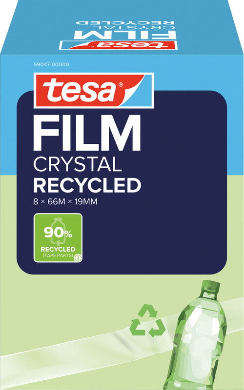 TESA Klebeband eco & crystal – permanent, Kunststoff, 19 mm × 66 m, 8 Rollen