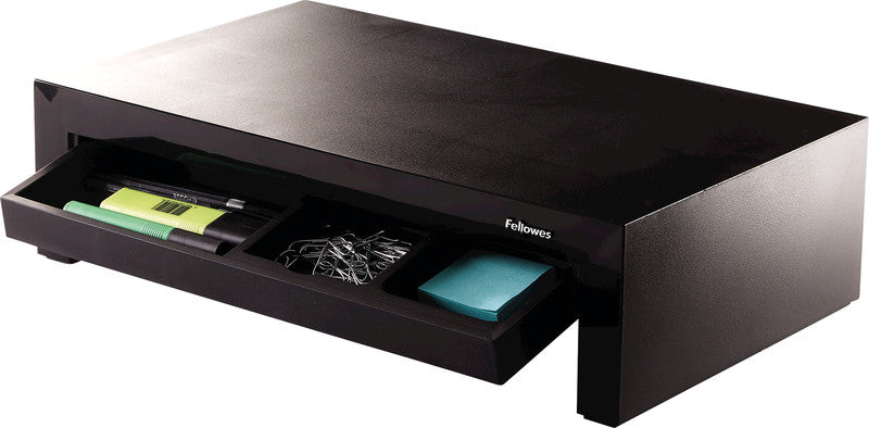 Fellowes Designer Suites – Monitorhalterung, 18 kg, Füsse 3-stufig, bis 4 cm, Schwarz