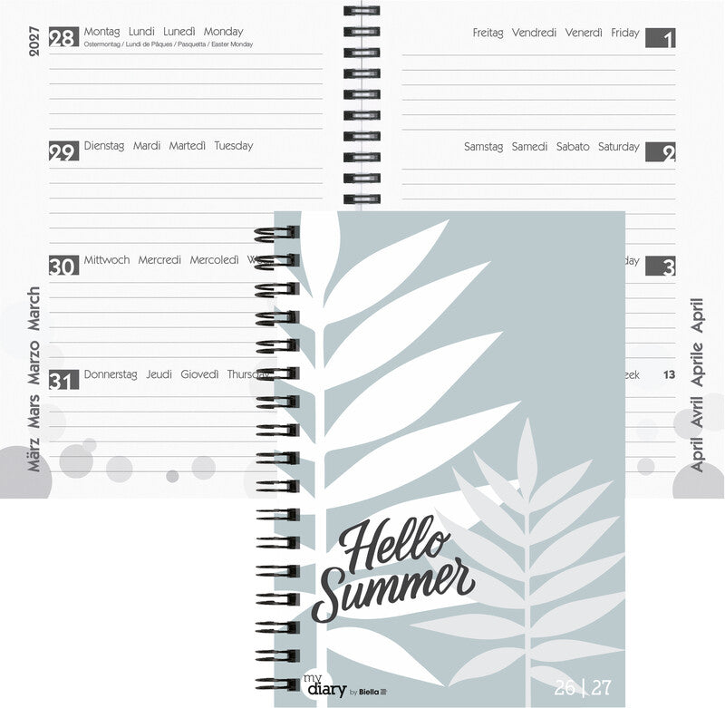 Biella mydiary Schüleragenda – 1 Woche/2 Seiten, Spiralbindung, A5, Aug–Jul, Summer, FSC