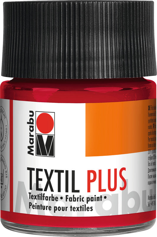 Marabu Textil plus – Stoffmalfarbe – Karminrot, 50 ml, für Textilien