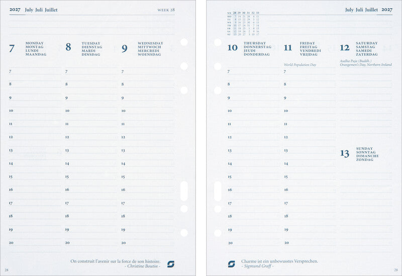 Succes Kalender-Einlage – 1 Woche/2 Seiten, 6-fach, A5, 2027
