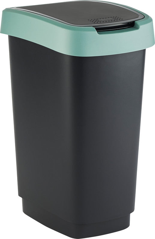 Rotho Abfallcontainer – 25 l – mit Deckel – Kunststoff, Mistelgrün – B × H × T 252 × 476 × 333 mm