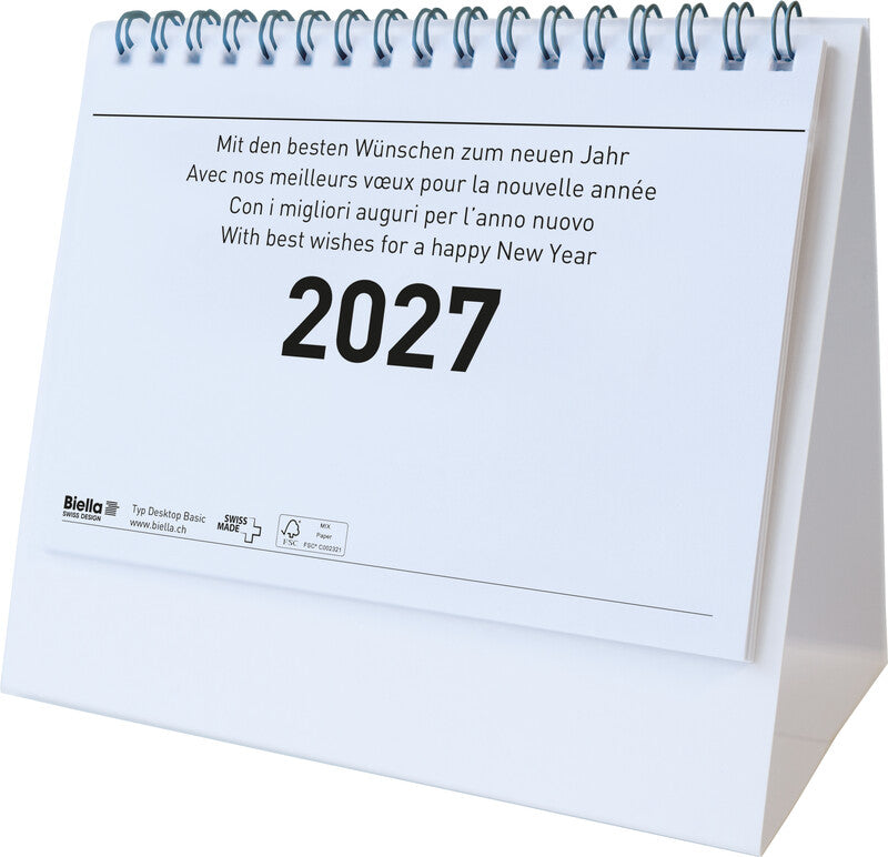 Biella Desktop Basic Kalender-Einlage – 1 Monat/1 Seite, 14,8 × 10,5 cm, 2027