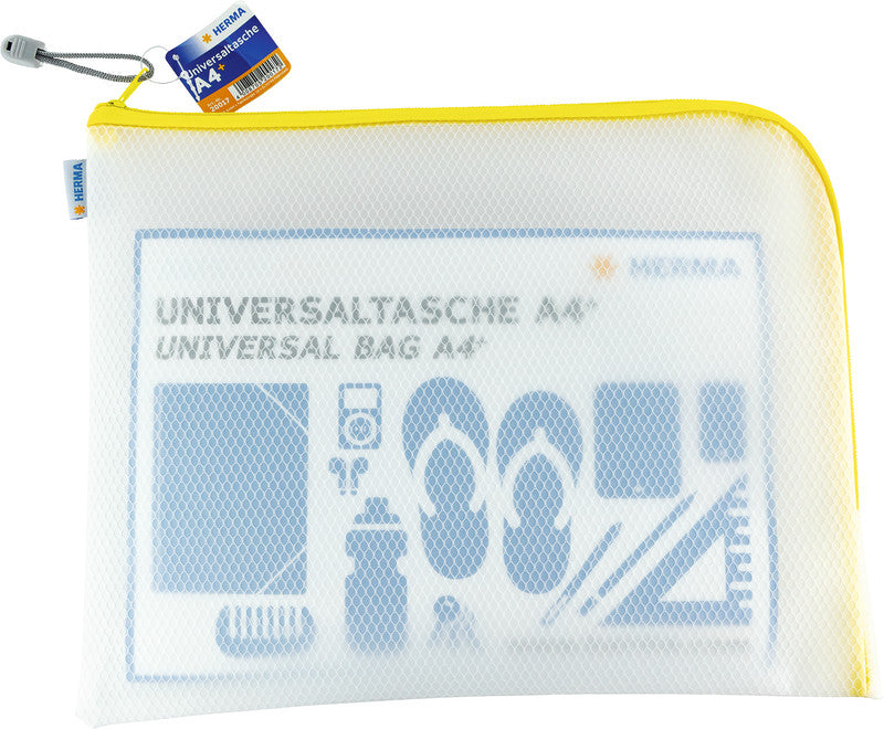 HERMA Reissverschlusstasche – Gelb – Kunststoff – 36 × 28 × 0,7 cm