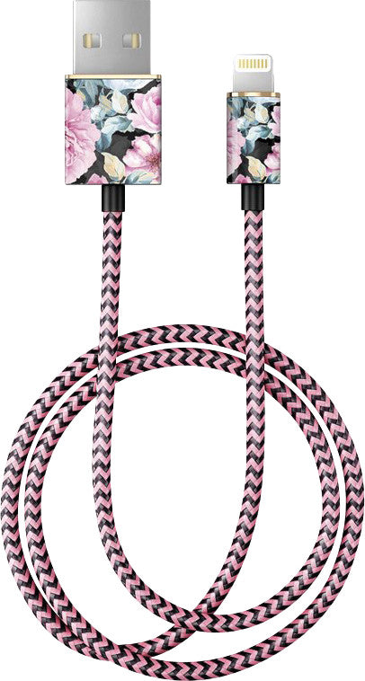 iDeal of Sweden USB-A auf Lightning Kabel, 1 m, Peony Garden, geflochten (Nylon), Schnellladen, MFi-zertifiziert