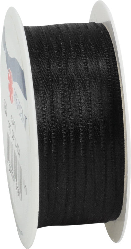 Präsent Geschenkband – Schwarz – Echte Webkante – 3 mm × 10 m