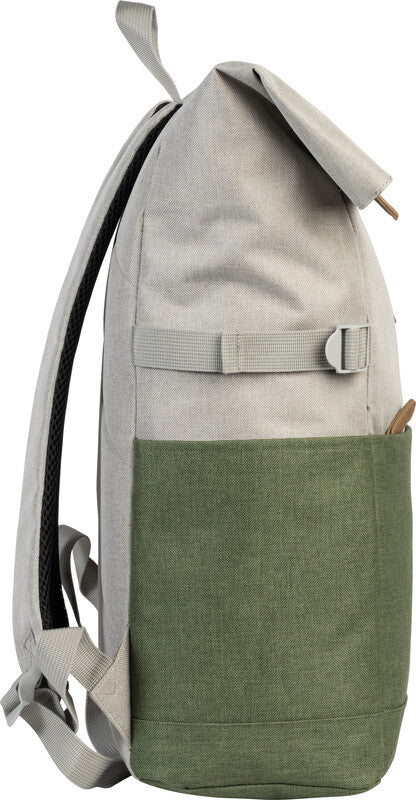 Bestway Notebook-Rucksack Campus Style Roll-Top – Polyester – Hellgrau/Khaki, 260 × 500–600 × 160 mm