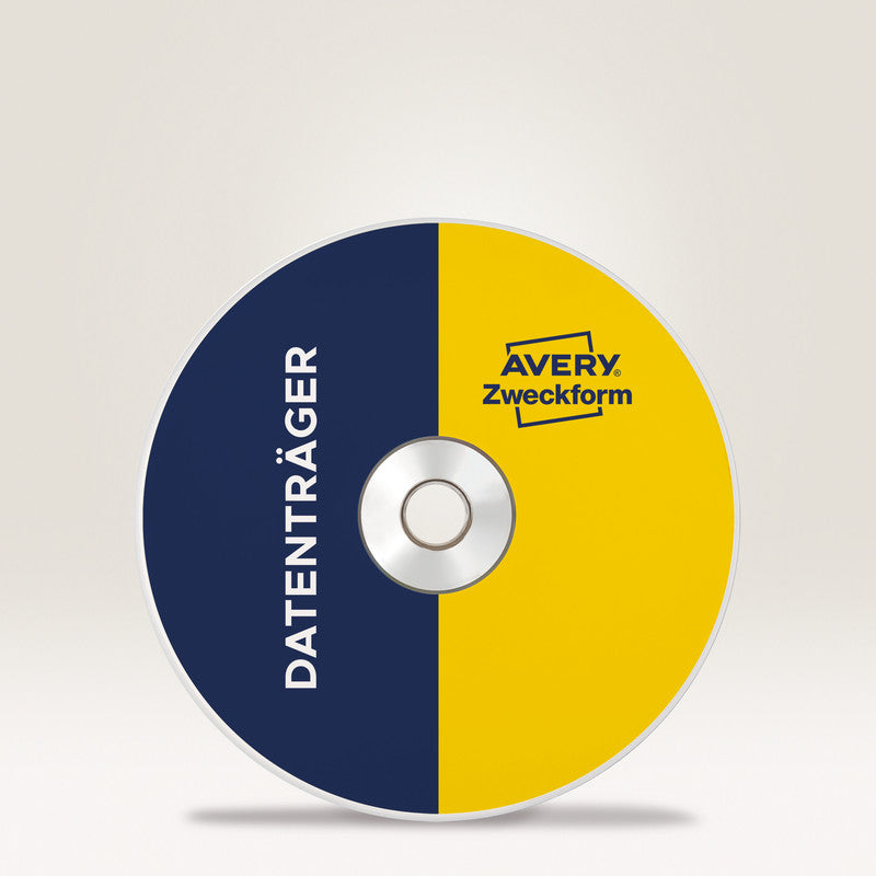 Avery CD-/DVD-Etiketten, Ø 117 mm, weiss, Papier, permanent, 50 Etiketten (25 Blatt)