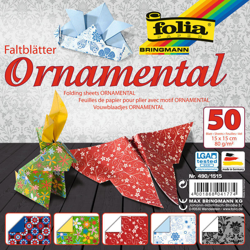 Folia Faltblätter – 150 × 150 mm – 80 g/m² – sortiert – 50 Blatt
