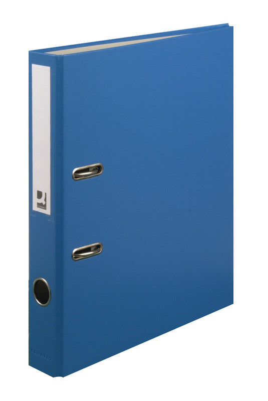 Q-connect Ordner – A4 hoch – 2-Ring Hebelmechanik, Rücken 40 mm – blau, mit Griffloch, mit Raumsparösen, FSC
