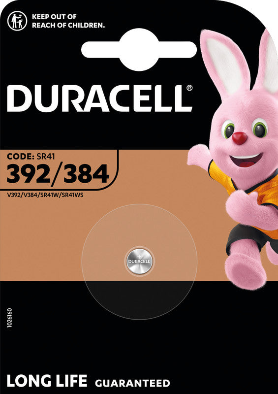 Duracell SR41 Akku 1,5 V 45 mAh 0,07 Wh Silberoxyd – für Uhren, Taschenrechner, medizinische Geräte