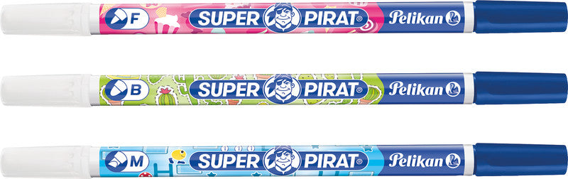 Pelikan Super Pirat Tintenlöscher – fein, blau, für Linkshänder, Packung, 50 Stk.