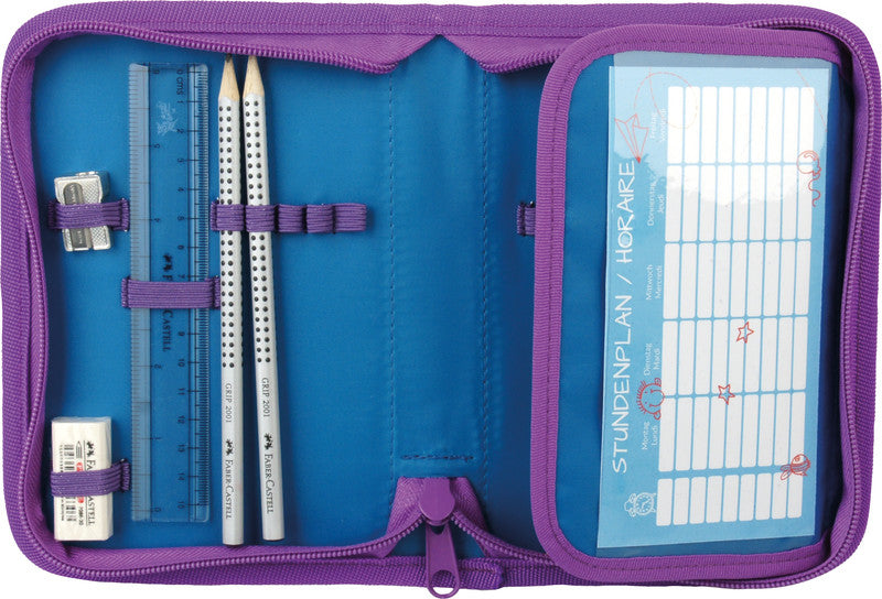 Funki Schuletui mit 2 Klappen, gefüllt, 24-teilig – Tropical – Kunststoff – 23 × 14 × 4 cm