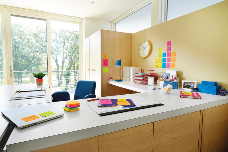 Post-it Super Sticky Haftnotizen – 76×76 mm – sortiert, 6×90 Blatt, PEFC
