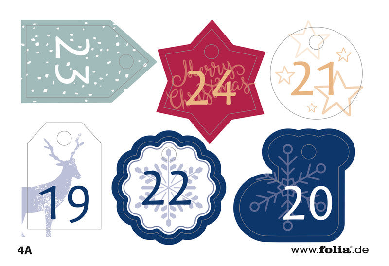 Folia Adventskalender-Set – 24 Beutel – 100 × 130 mm