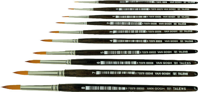 Van gogh Aquarellpinsel – Braun, Schaft: Holz, Haare: Synthetik, Grösse 8, Länge 186 mm