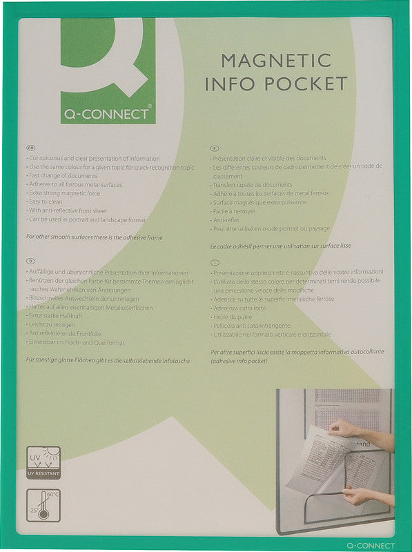 Q-connect Magnetclip – 225 × 312 mm, grün, wiederablösbar, für A4