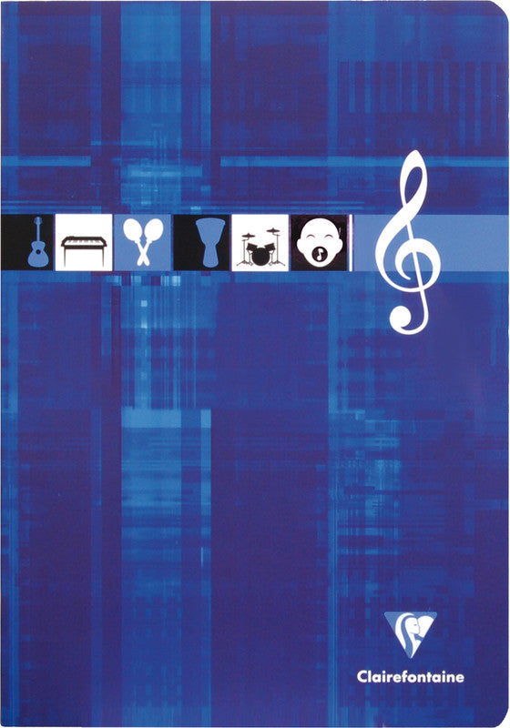 Clairefontaine Notenheft, Notenlinien, Klammerheftung, Karton, 48 Seiten, 90 g/m² – sortiert (orange, blau)
