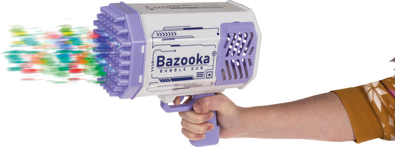 Out oft the blue Out of the Blue Seifenblasenpistole Bazooka – 2 × 50 ml, 23 × 22 × 13 cm, violett, LED, USB-Ladekabel