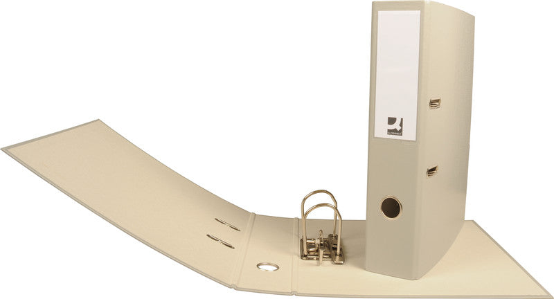 Q-connect Ordner – A4 hoch – 2-Ring Hebelmechanik, Rücken 70 mm – grau, mit Niederhalter, mit Griffloch, FSC